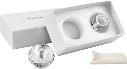 Crystal Ball Candle Holders by [Brand Name] - Elegant Taper Holder Set of 2 for Dining Table Centerpiece | Clear Decor