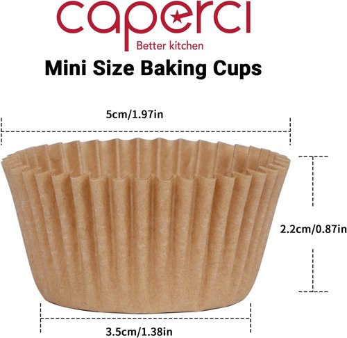 Caperci Mini Cupcake Liners - 500 Count Greaseproof Muffin Wrappers | No Smell, Perfect for Baking