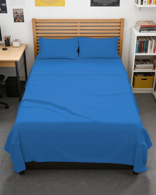 Full XL Bed Sheet - 4 Piece Full XL Bed Sheets Set - Soft, Breathable & Cooling - Hotel Luxury Bedding for Women, Men, Kids, Teens, Boys & Girls - Deep Pockets, Comfy, Fade & Wrinkle Free - Royal Blue