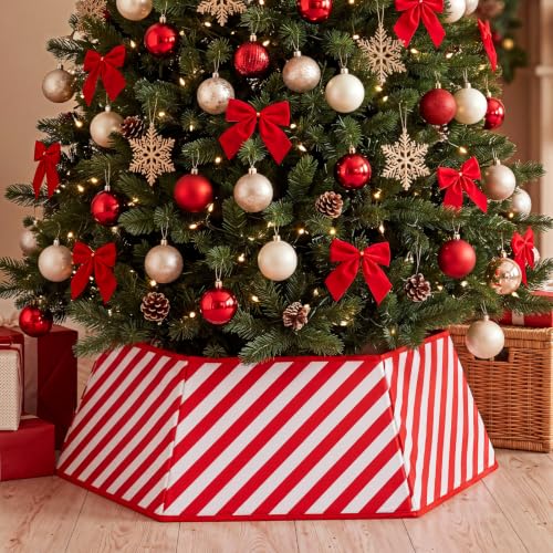 Candy Cane Christmas Tree Collar - 31.5 Inch Holiday Tree Skirt