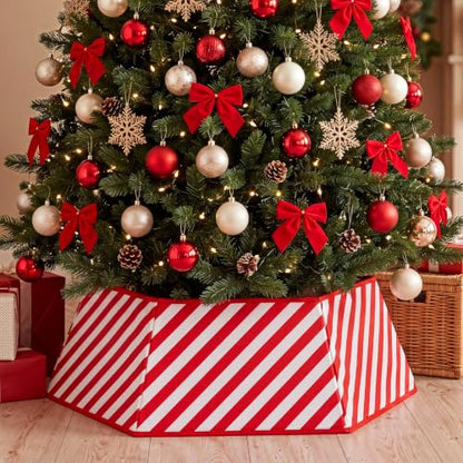 Candy Cane Christmas Tree Collar - 31.5 Inch Holiday Tree Skirt