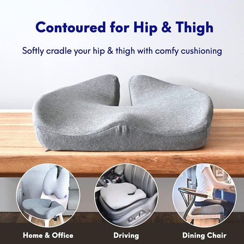 Cushion Lab Pressure Relief Seat Cushion - Extra-Dense Memory Foam for Comfort | Black, Ideal for Office & Home Use