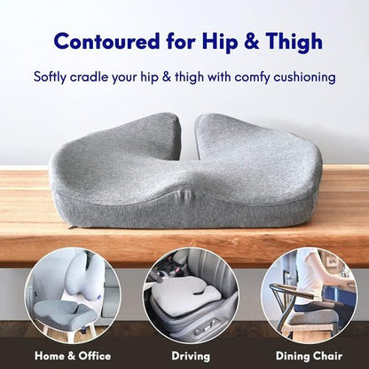 Cushion Lab Pressure Relief Seat Cushion - Extra-Dense Memory Foam for Comfort | Black, Ideal for Office & Home Use