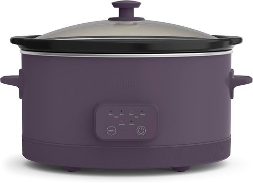 Bella 6.0 Qt Programmable Slow Cooker - Ceramic Nonstick, Adjustable Temp & Cooking Times | Dishwasher Safe, Plum