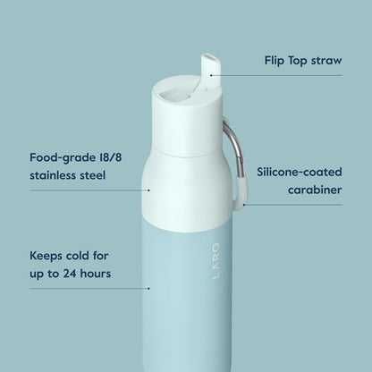LARQ Bottle Flip Top 25 oz - Insulated Stainless Steel Water Bottle With Straw | BPA-Free & Reusable | Keeps Drinks Cold for 24 Hours, Seaside Mint