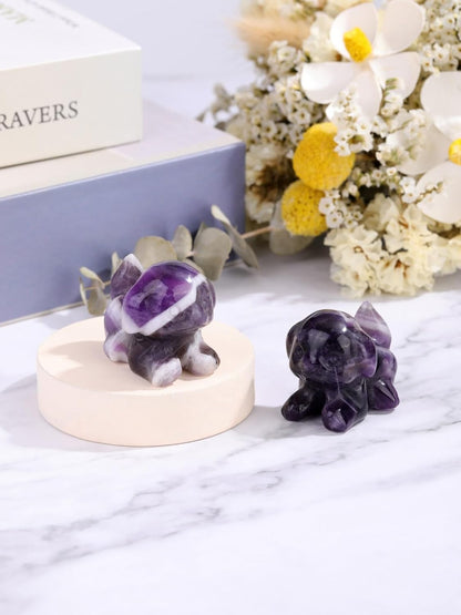 PESOENTH Purple Amethyst Crystal Dog Ornament Dog Lovers Gifts for Women Christmas Birthday,Cute Amethyst Stone Puppy Dogs Figurine Statue Home Room Decor,1.5"