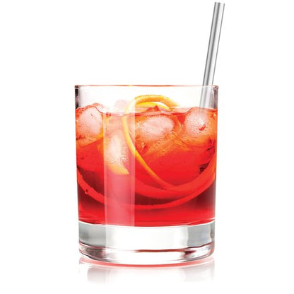 HIC Kitchen Bar Reusable Cocktail Straws with Cleaning Brush, 18/8 Stainless Steel, Set of 4