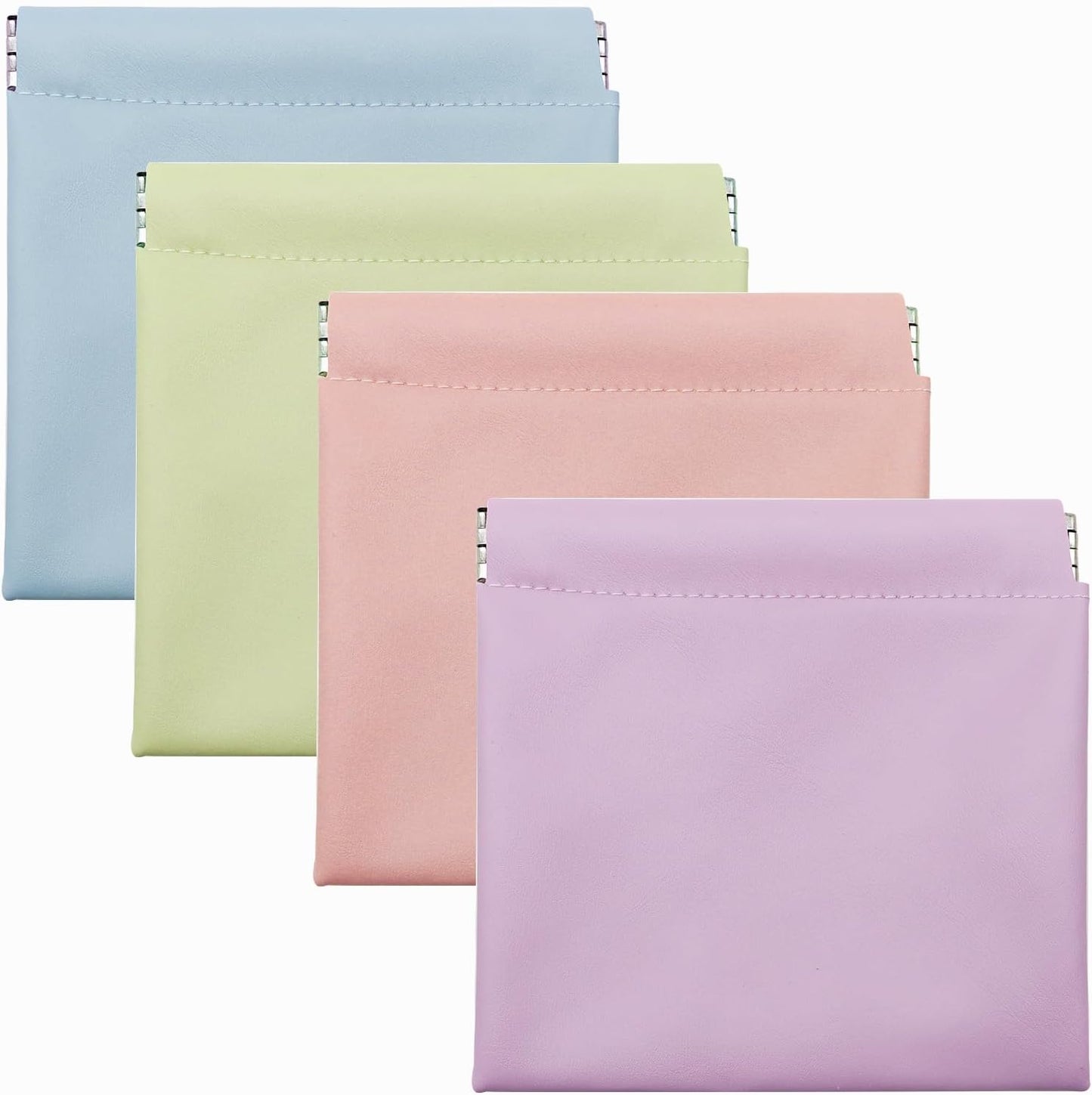 Personalized Snap Closure Leather Organizer Pouch 4 PCS Small Makeup Bag for Purse Mini Portable Cosmetic Bags for Women Lambskin Pocket Cosmetic Bag