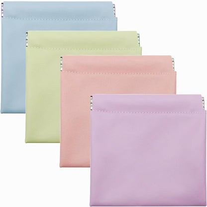 Personalized Snap Closure Leather Organizer Pouch 4 PCS Small Makeup Bag for Purse Mini Portable Cosmetic Bags for Women Lambskin Pocket Cosmetic Bag