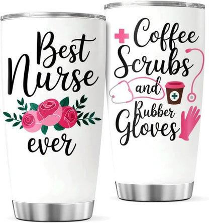 CUBICER Stainless Steel 20 Oz Tumbler - Best Nurse Ever Design | Perfect Gift for Healthcare Professionals