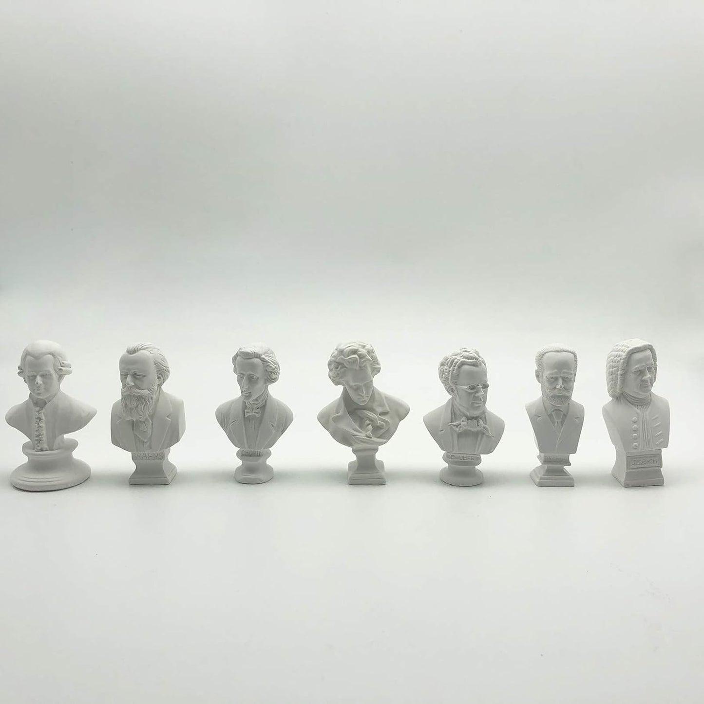 Skiennix Classic Mini 2.7” Greek Bust | Beethoven Sculpture - Home Décor Resin Figure Set (7 Pieces)