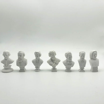 Skiennix Classic Mini 2.7” Greek Bust | Beethoven Sculpture - Home Décor Resin Figure Set (7 Pieces)