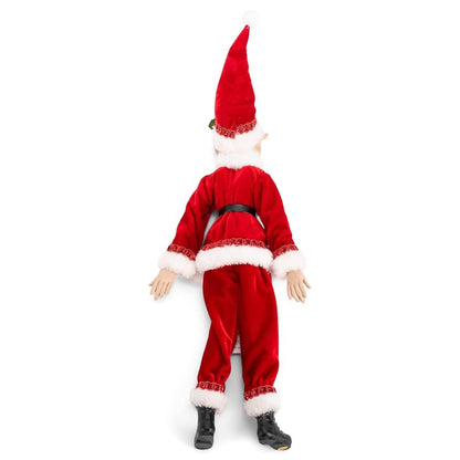 Posable Elf Christmas Figurine 16" – Santa Velvet Red Plush