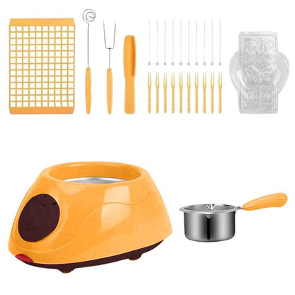 Chocolate Melting Pot, Mini Electric Melting Fondue Pot, Electric Chocolate Melting Set, Chocolate Fondue Fountain, Warmer Machine for Milk, Chocolate, Cheese, Butter, Candy (Yellow)