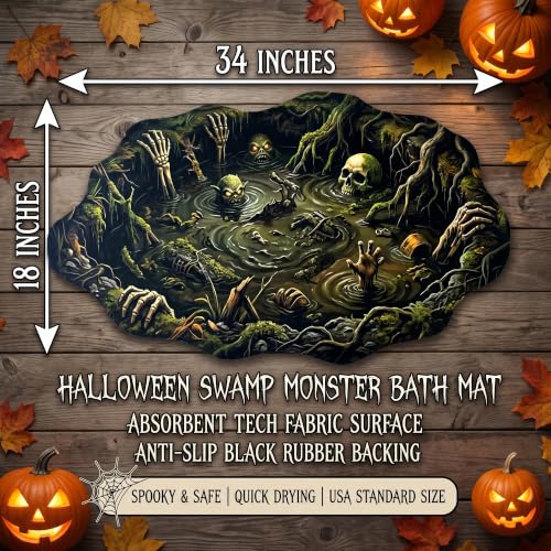 Spooky Optical Illusion Bath Mat - Horror Swamp Scene, Non Slip, 18x34