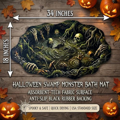 Spooky Optical Illusion Bath Mat - Horror Swamp Scene, Non Slip, 18x34
