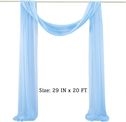 Skiennix Chiffon Wedding Arch Draping Fabric - Baby Blue Sheer 29 in x 20 ft for Bridal Events | Elegant Backdrop Decor