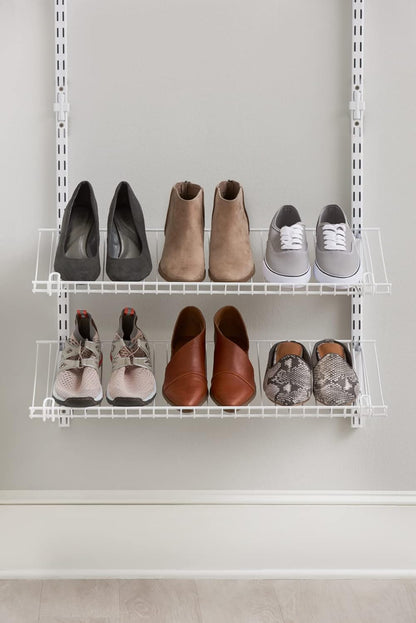 Rubbermaid Customizable Wall Mount Shoe Shelf - White | Ideal for Home Organization & Closet Storage