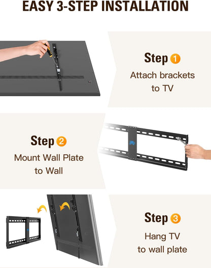 Mounting Dream Tilt TV Wall Mount - Universal Low Profile Design for 42-84 Inch TVs | Max VESA 800x400mm, 132 LBS Capacity