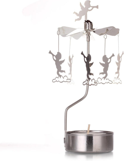 Skiennix Rotary Candle Holder - Elegant Spinning Metal Design | Perfect Small Gift (Angel)