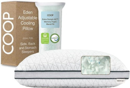 Coop Home Goods Eden Bed Pillow - Medium Soft Memory Foam Cooling Gel | Queen Size for All Sleep Positions