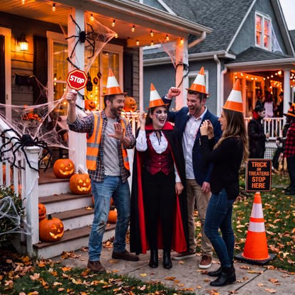 15 Halloween Traffic Cone Hat Set Bulk Costume Party Headwear