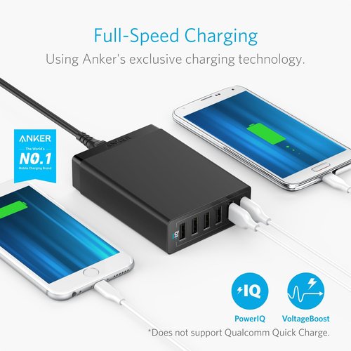 Anker Desktop Charger - 60W 6-Port USB Charging Hub | Fast Charging for iPhone, iPad, MacBook & More