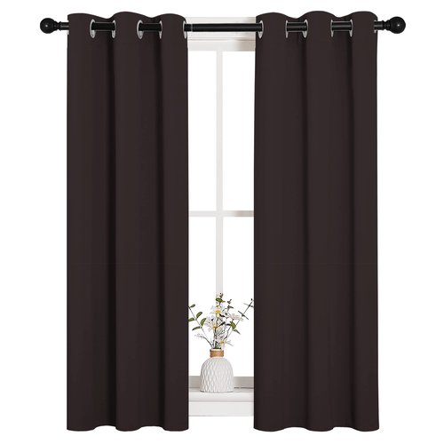 NICETOWN Blackout Curtain Panels for Bedroom Window, Triple Weave Microfiber Energy Saving Thermal Insulated Solid Grommet Blackout Draperies and Drapes (1 Pair, 29 inch by 45 inch, Toffee Brown)