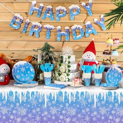 Winter Snowflake Party Supplies 171 Pcs Tableware Set for Christmas and Winter Events