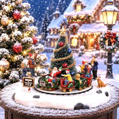 Battery Operated Christmas Village Santas Kiddie Train - Lemax Holiday Decor