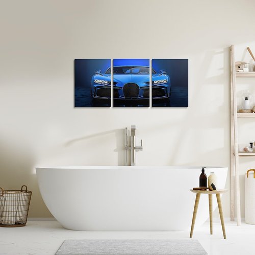 Feelyou Blue Race Car Canvas Wall Art - 3 Piece Set for Home Decor | 12"x16" Extreme Sports Artwork