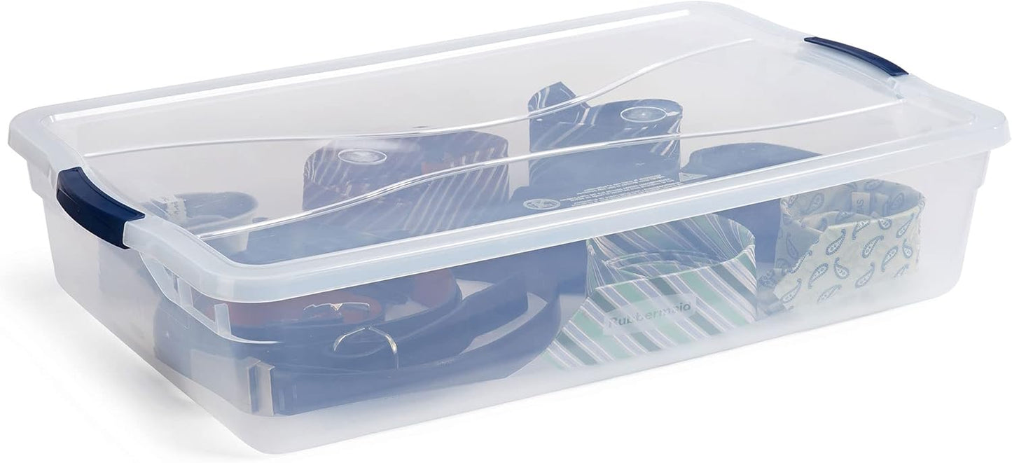 Rubbermaid Cleverstore 42 Quart Clear Stackable Storage Bins with Lids - 4 Pack for Garage & Closet