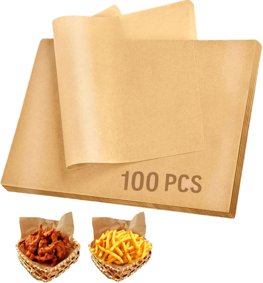 Skiennix Unbleached Parchment Paper Sheets - 100 Pcs for Effortless Baking & Cooking