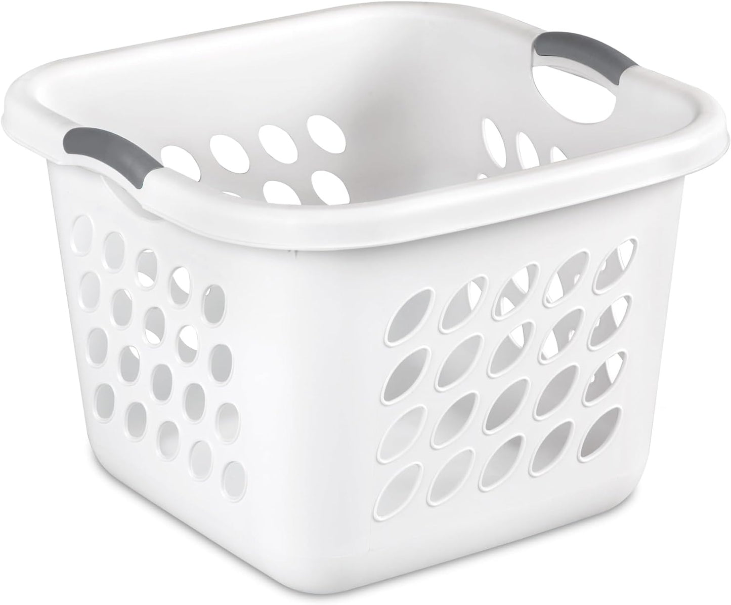 Skiennix Square Laundry Basket - Durable Plastic Hamper in White | 1.5 Bushel Capacity