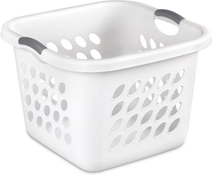 Skiennix Square Laundry Basket - Durable Plastic Hamper in White | 1.5 Bushel Capacity