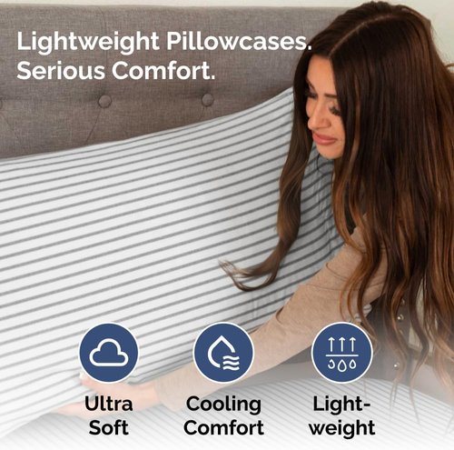 King Pillow Cases by [Brand Name] | Ultra Soft Hotel Quality | Wrinkle-Free & Fade Resistant | Set of 2 - Grey Stripes
