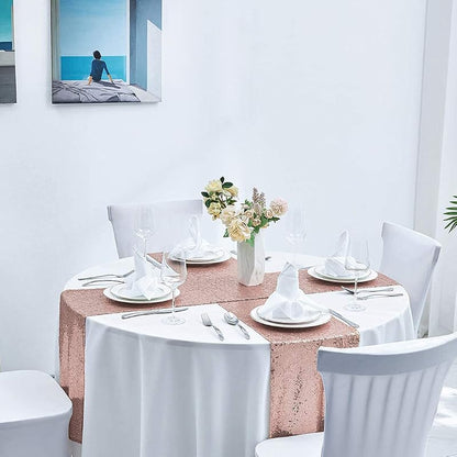 Rose Gold 12x72 Inch Sequin Table Runner - 6 Pack (Variation: Rose Gold+6 pcs-12"x72")