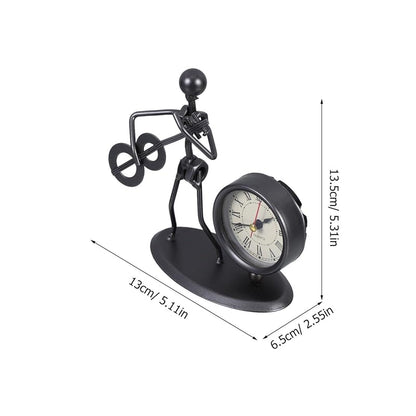 Vintage Iron Desk Clock - Retro Music Guitar Table Clock