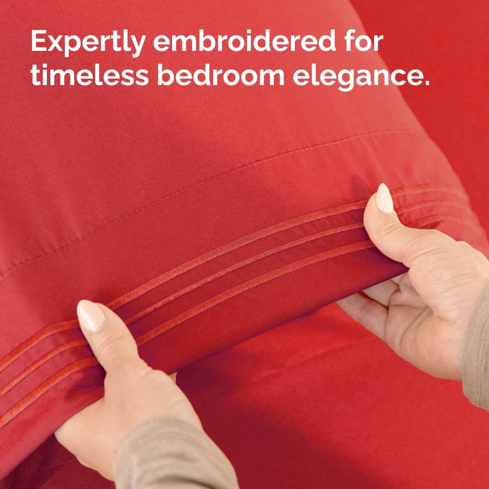 Skiennix Body Pillowcases Set of 4 | Soft, Cozy 20x54 Long Pillow Covers for Side Sleepers - Machine Washable, Fade Resistant (Red)