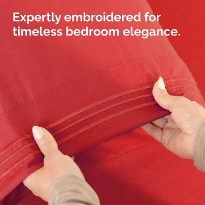 Skiennix Body Pillowcases Set of 4 | Soft, Cozy 20x54 Long Pillow Covers for Side Sleepers - Machine Washable, Fade Resistant (Red)