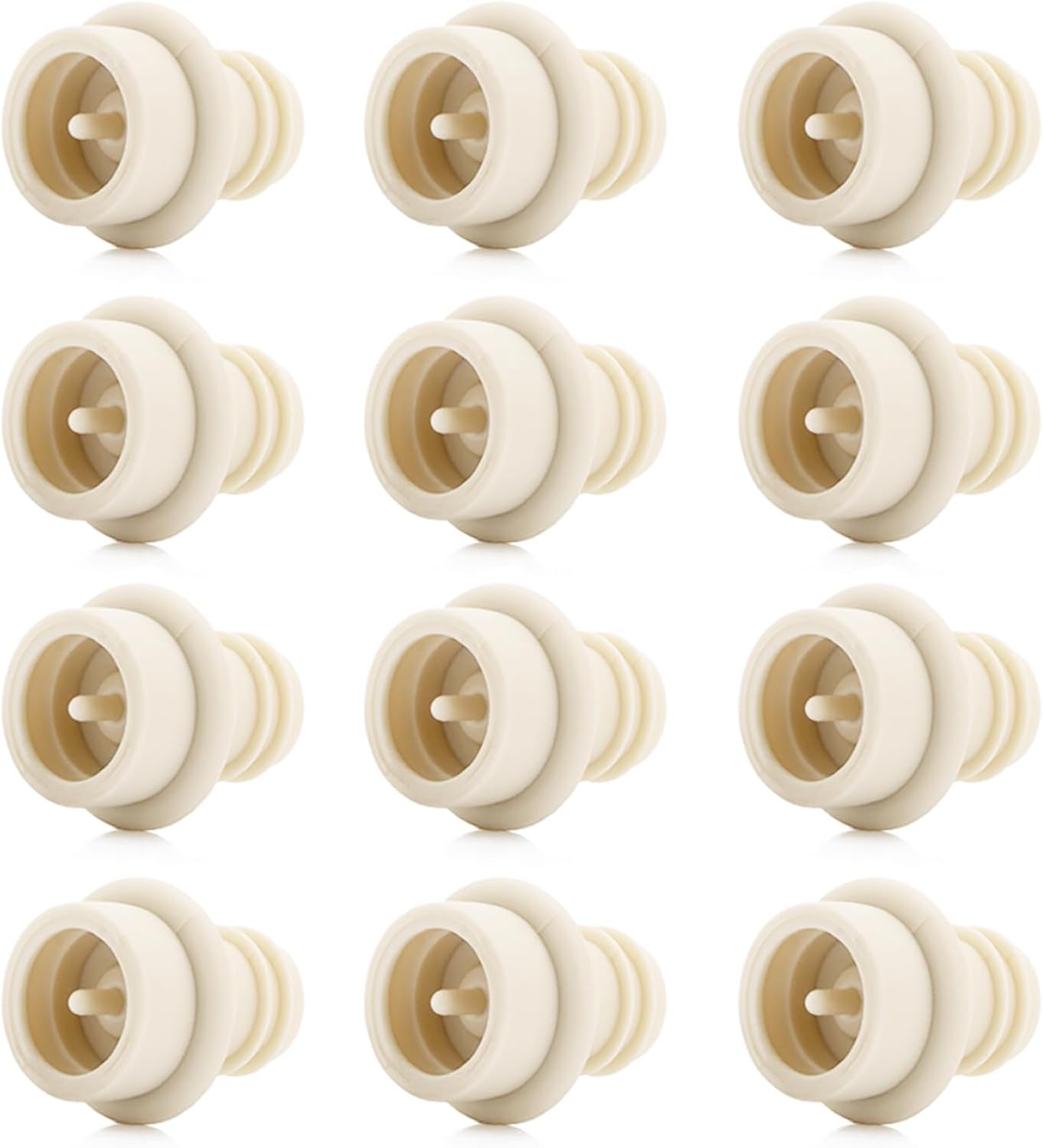 WOTOR Wine Stoppers Vacuum, Silicone Wine Saver & Preserver, Reusable Bottle Sealer, Keep Fresh (Cream, 12 Pieces)