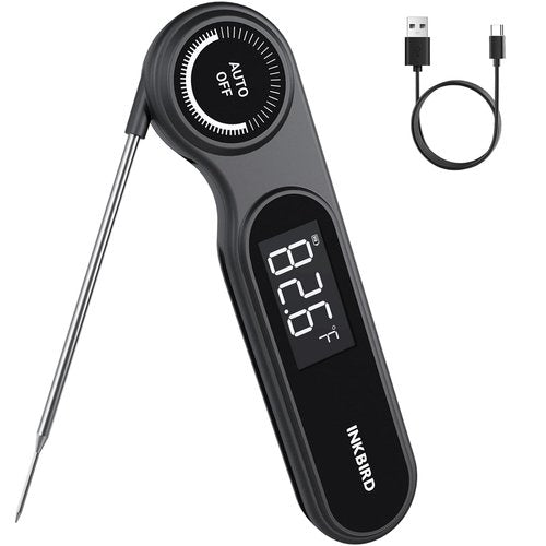 INKBIRD Instant Read Meat Thermometer - 0.5 Seconds Rechargeable, Waterproof with VA LCD Screen | -58℉ to 572℉