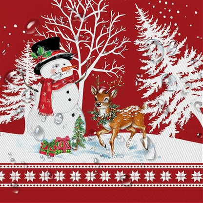 Yighty Oval Christmas Tablecloth 60 x 84In Red Snowman Santa Elk Holiday Decor