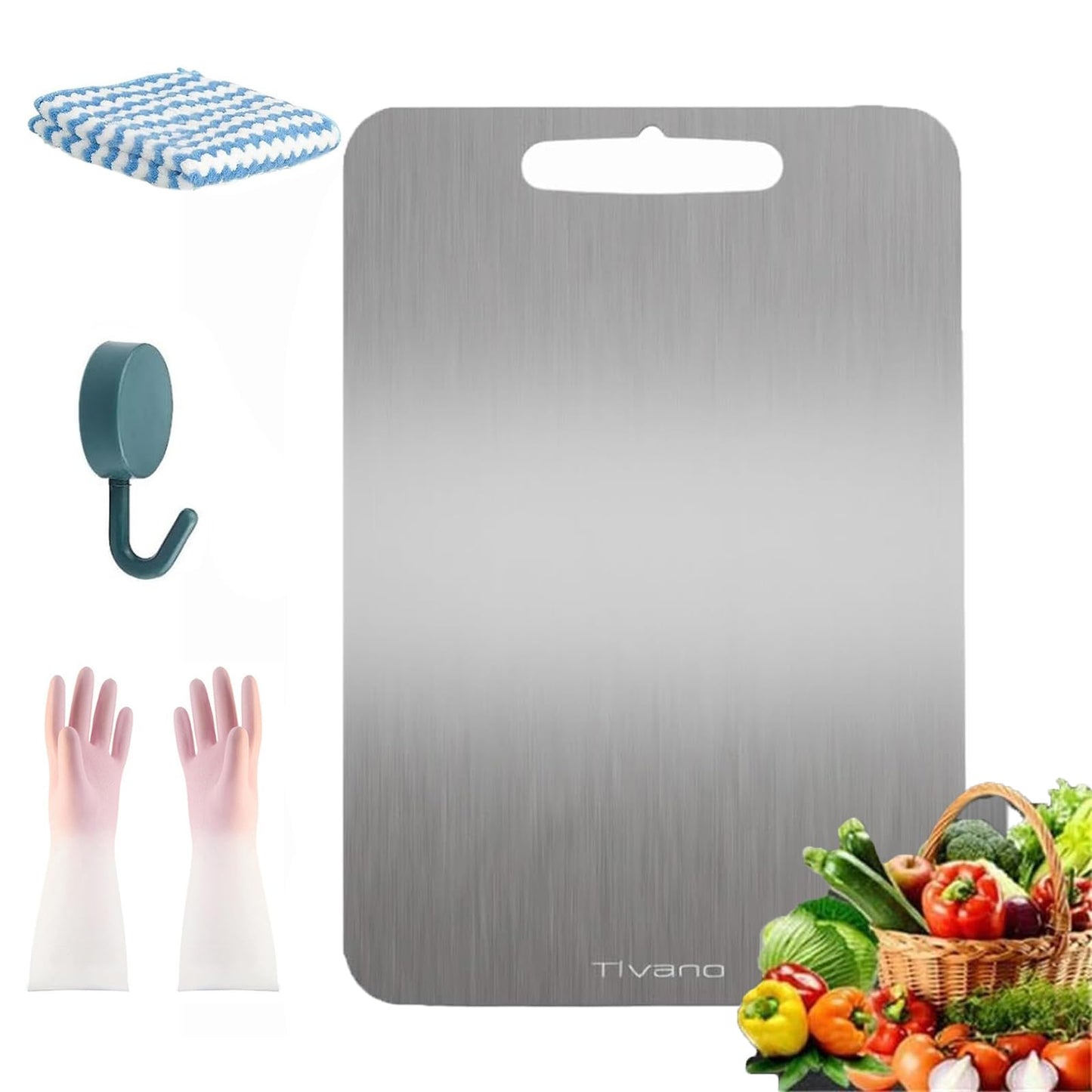 Tivano Cutting Board, Tivano Titanium Cutting Boards, Upgrade Double-Sided Durability Non Stick Titanium Chopping Board (M:13.4 * 9in)