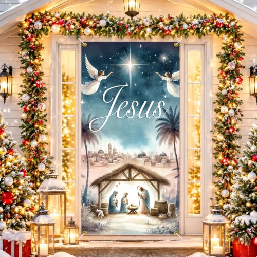 Christmas Door Banner 71x35 Nativity Scene Jesus Religious Decor - Variation 06