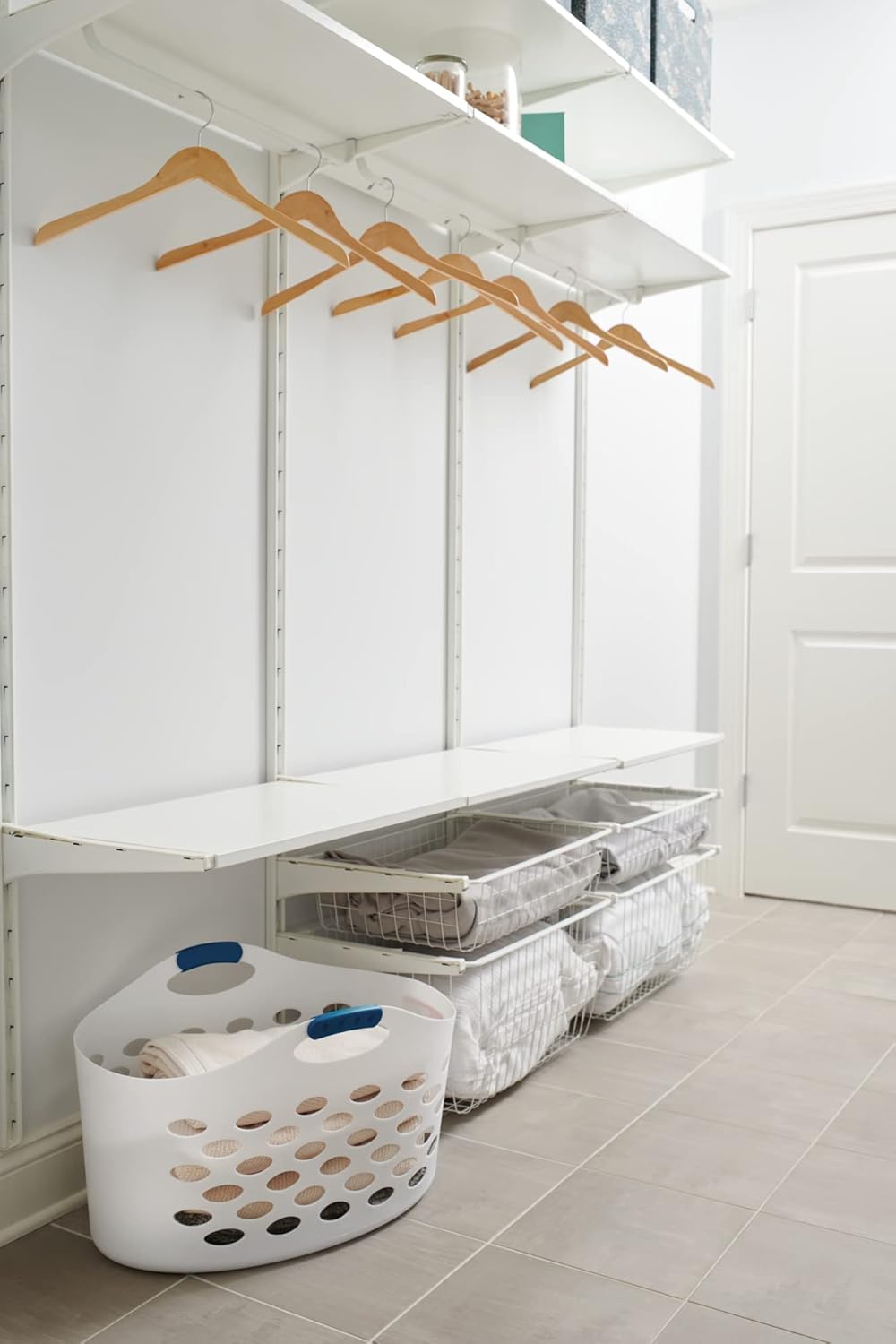 Rubbermaid Flex N Carry Laundry Basket - 1.5 Bushel Capacity, Durable & Portable, White