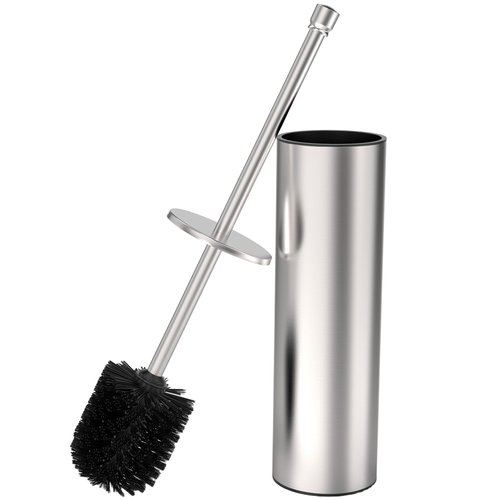 WZKALY Toilet Brush and Holder Set, Toilet Bowl Brush for Bathroom with Long Handle, Stainless Steel Toilet Cleaner Brush with Durable Scrubbing Bristles,Splash-Proof (Brushed Nickel)