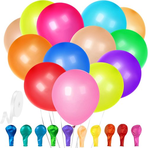 GYIPFIPA 12-Inch Assorted Rainbow Latex Balloons - 120 Pack Colorful Balloon Arch Kit for Parties
