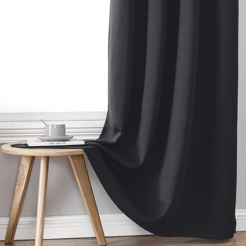 ChrisDowa 100% Blackout Curtains 102 inch Long for Bedroom with Black Liner, 2 Thick Layers Total Blackout Thermal Insulated Grommet Window Curtains 2 Panels Set (Dark Grey, 52 x 102 Inch)