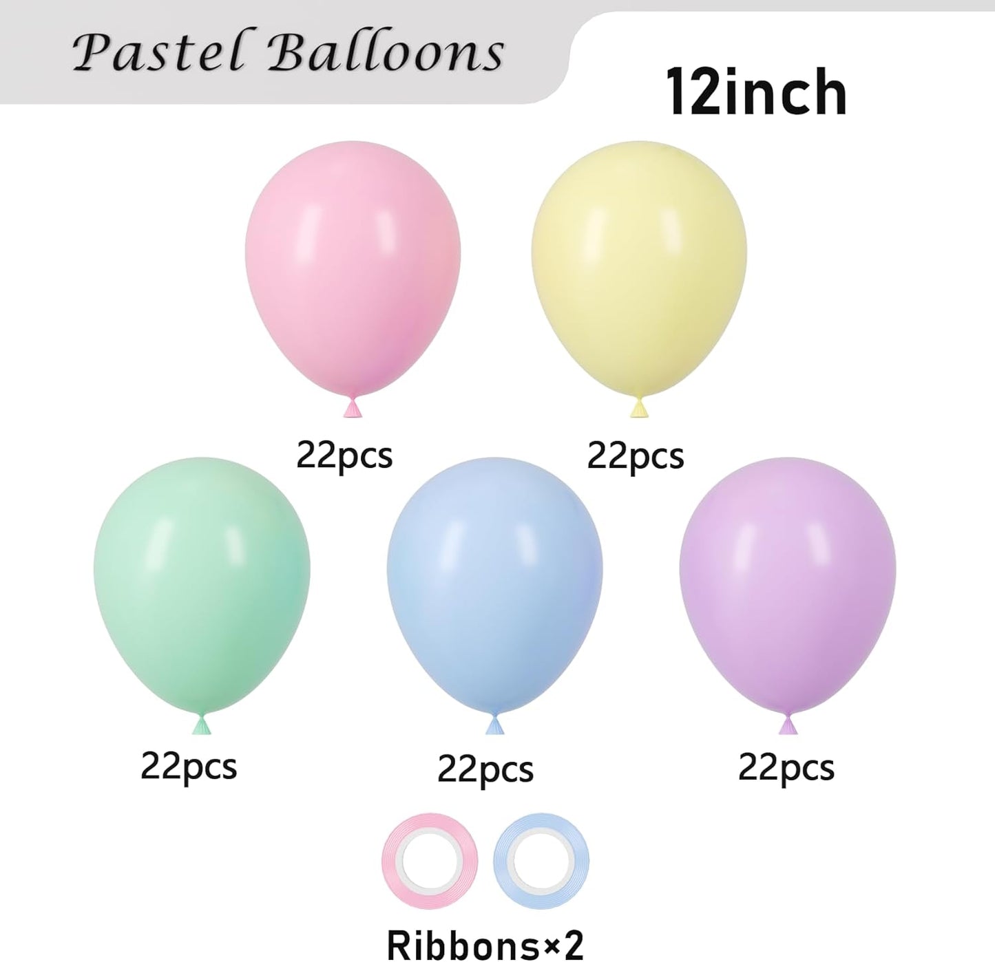 Voircoloria 110pcs Pastel Balloons - 12-Inch Macaron Latex for Weddings, Birthdays & Celebrations